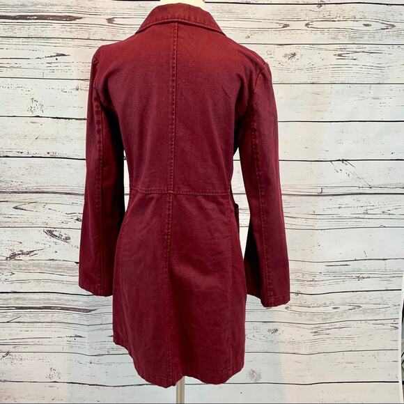 Express waxed denim burgundy plum coat - Picture 3 of 7